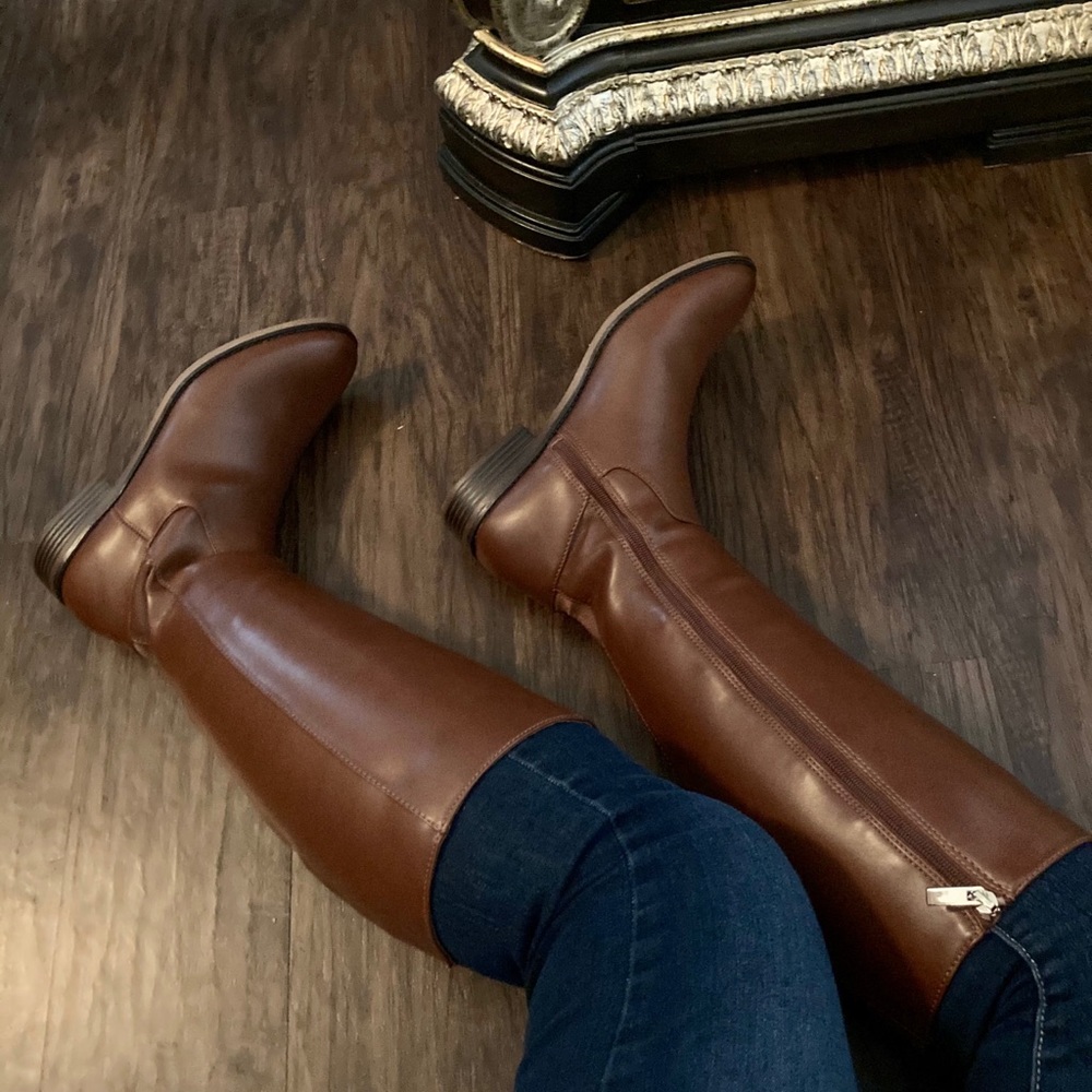 Brown Faux Leather Riding Boots A New Day NWOB - Picture 3 of 10